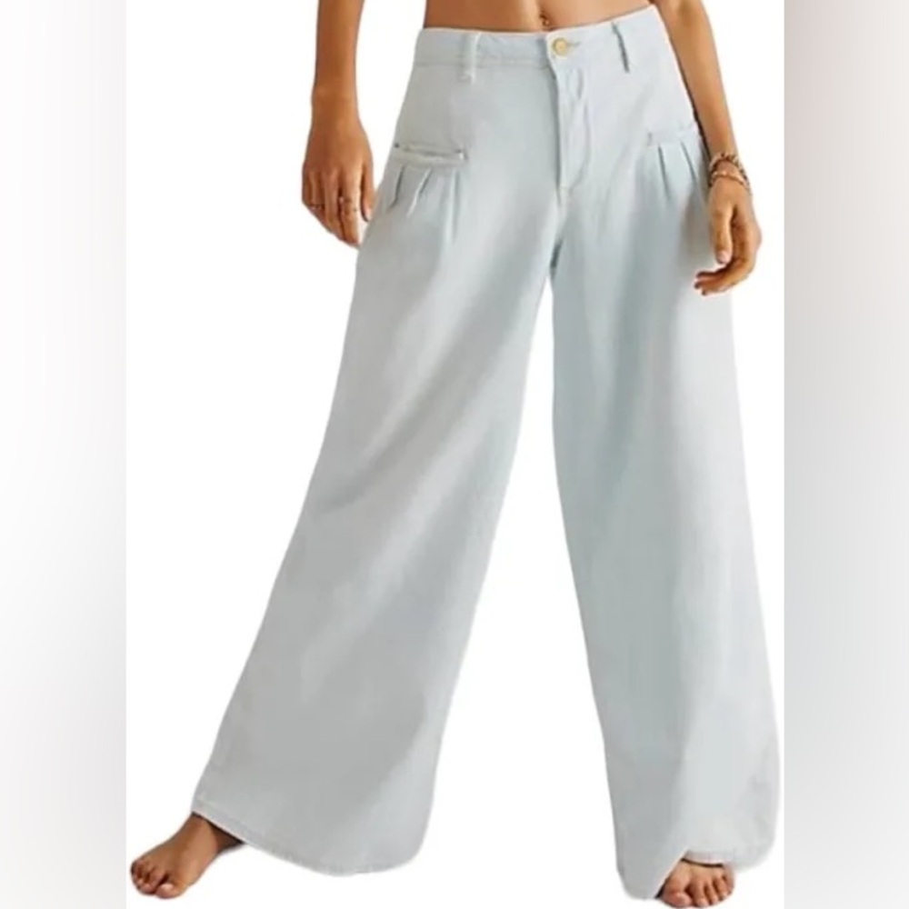 Free People Cream Wide-Leg Pants